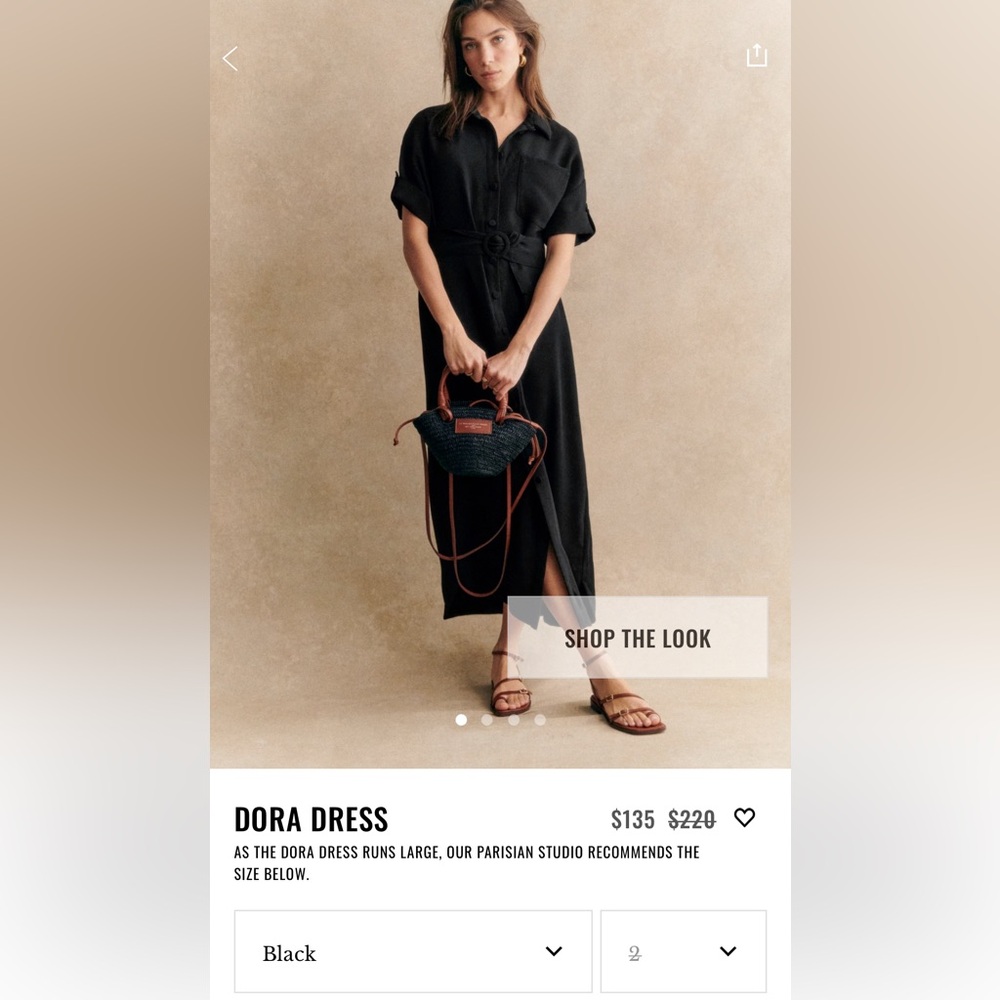 NWT Sezane Dora Dress in black size 2 (34)!!!